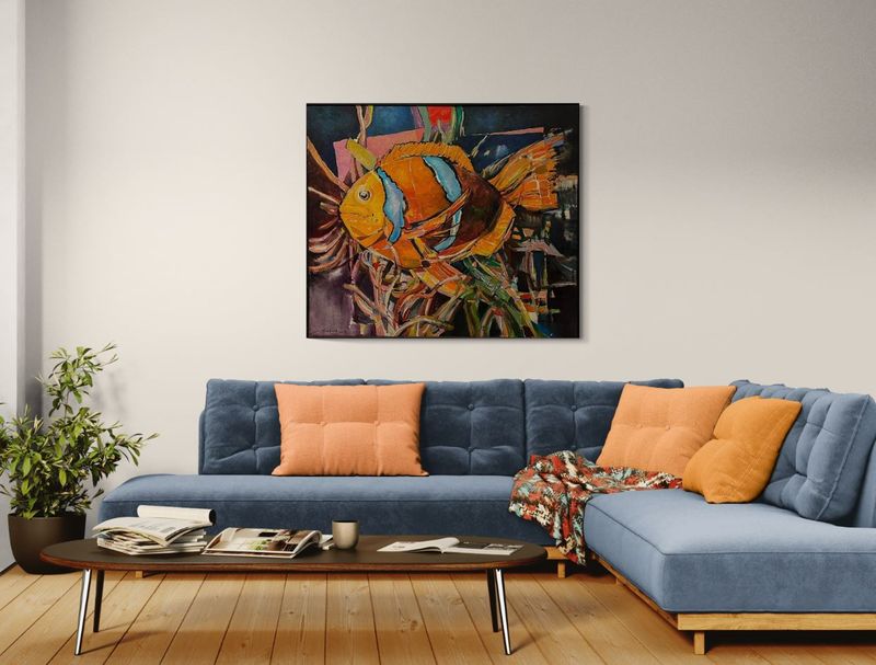 "Clown Fish" 43x50" Oil Painting on Canvas