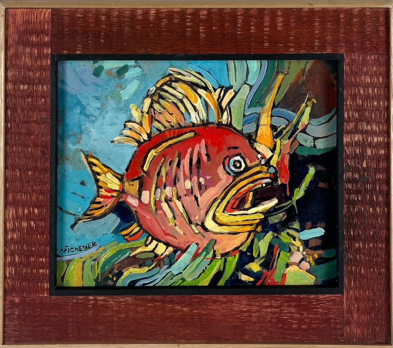 Ted Michener Artist Painter Handworks Gallery Saint John New Brunswick NB Framed Oil Painting Tropical Fish Abstract