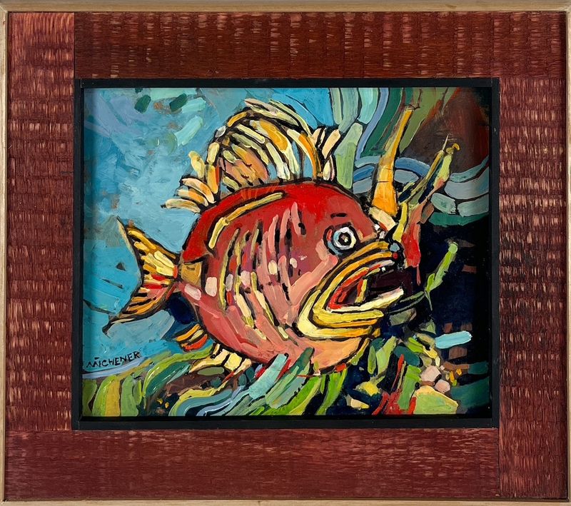 Ted Michener Artist Painter Handworks Gallery Saint John New Brunswick NB Framed Oil Painting Tropical Fish Abstract