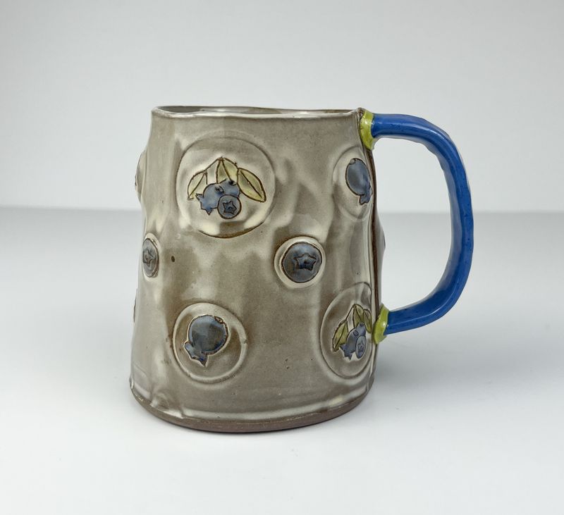 Handbuilt Blueberry Mug, Red Clay