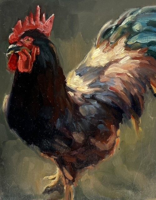 Sophie Levesque Artist Painter Handworks Gallery Saint John New Brunswick NB Oil Painting Rooster Cock Farm Nature Animal