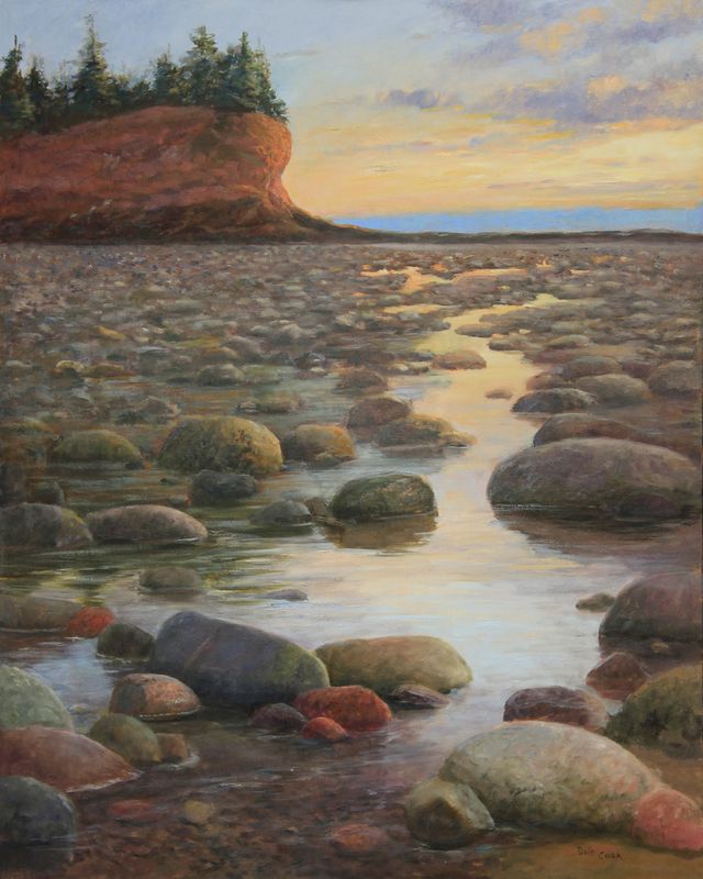 Dale Cook Artist Painter Handworks Gallery Saint John New Brunswick NB Oil Painting Seascape Ocean Coast Low Tide Rocky Shore