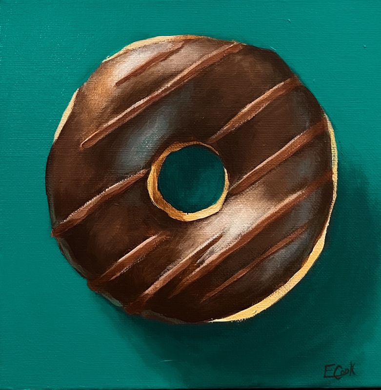 "Glazed and Confused" (Chocolate) 8x8" Acrylic Painting