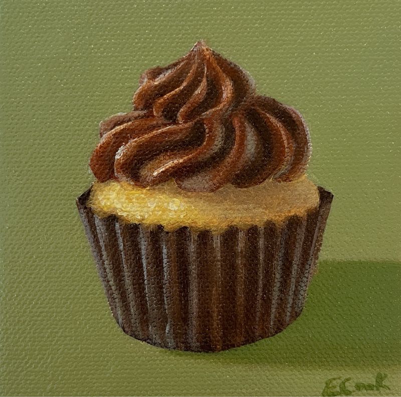 Elizabeth Cook Artist Painter Handworks Gallery Saint John New Brunswick NB Acrylic Painting Cupcake Vanilla Chocolate Icing