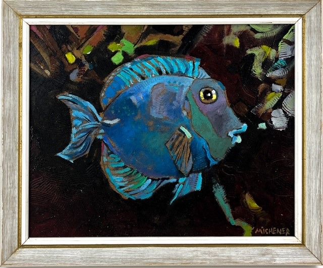 Ted Michener Artist Painter Handworks Gallery Saint John New Brunswick NB Framed Oil Painting Blue Tang Fish Acanthuridae 