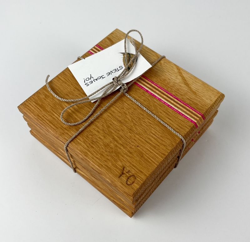 Set of 4 Wooden Coasters with Repurposed Skateboards
