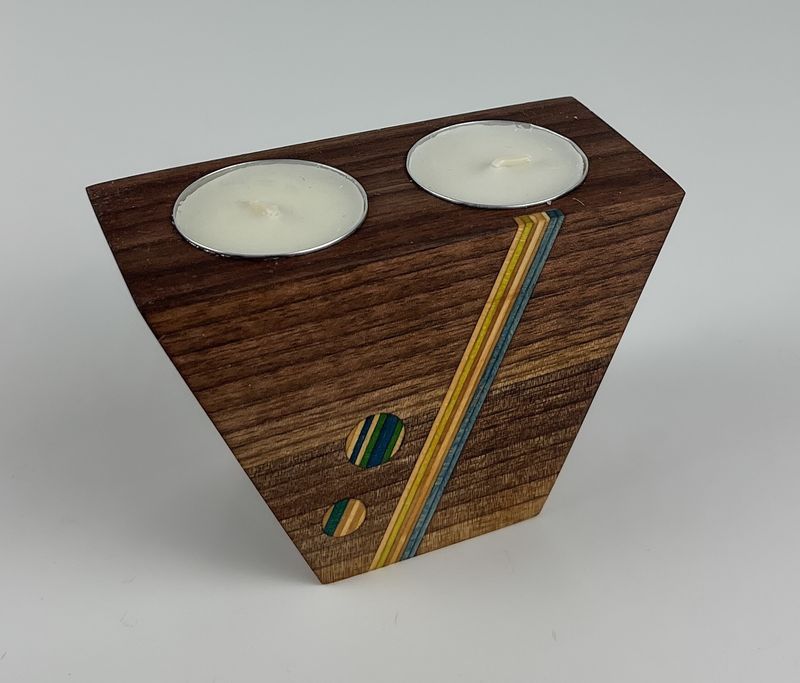 Candle Holder with Repurposed Skateboard