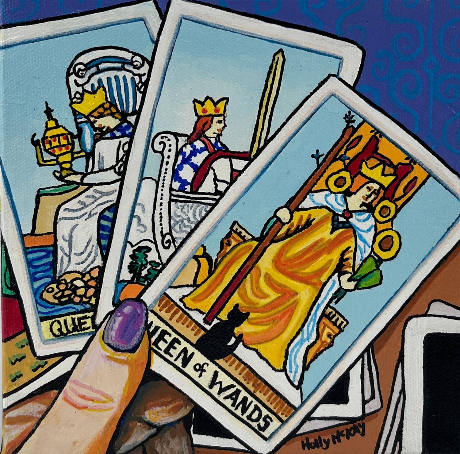 Holly McKay Artist Painter Handworks Gallery Saint John New Brunswick Acrylic Painting Whimsical Tarot Cards Queen Wands