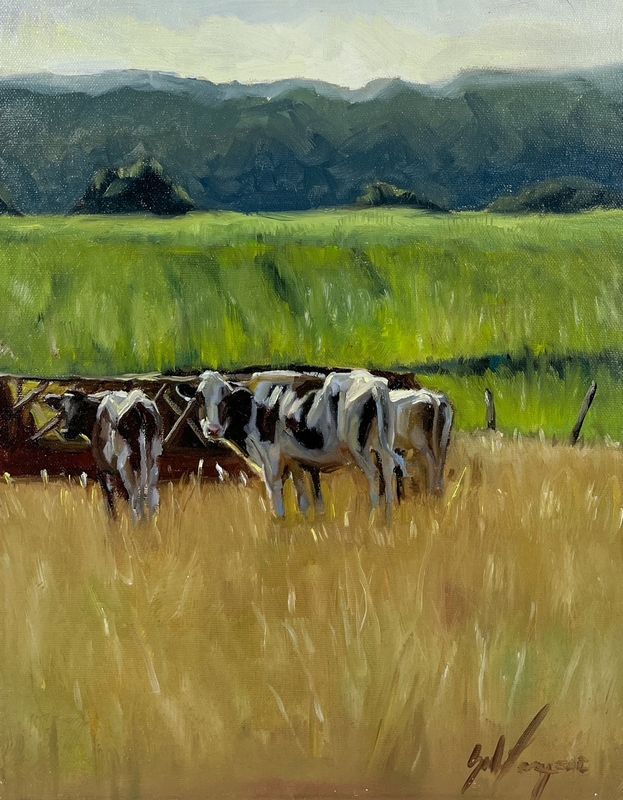 Sophie Levesque Artist Painter Handworks Gallery Saint John New Brunswick NB Oil Painting Cows Herd Farm Field Meadow Nature