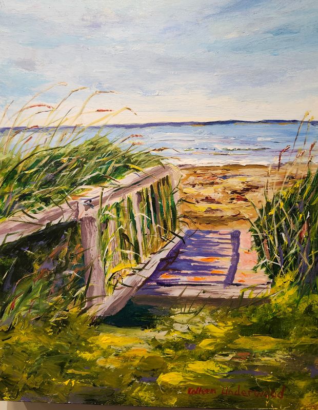Colleen Underwood Artist Painter Handworks Gallery Saint John NB Oil Painting Boardwalk Beach Sandpoint Grand Bay Westfield