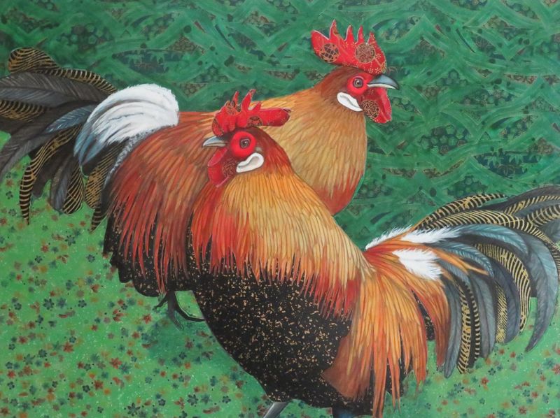 Donna Rawlins Sharpe Artist Painter Handworks Gallery Saint John New Brunswick NB Mixed Media Rooster Farm Bird Animal Nature