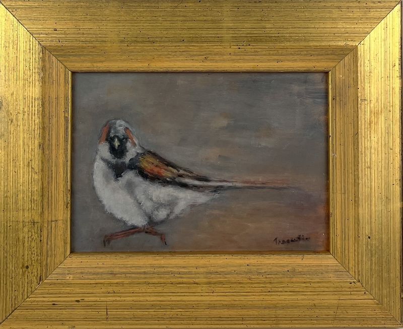Pat Trecartin Artist Painter Handworks Gallery Saint John New Brunswick Framed Oil Painting Goldfinch Finch Bird Animal