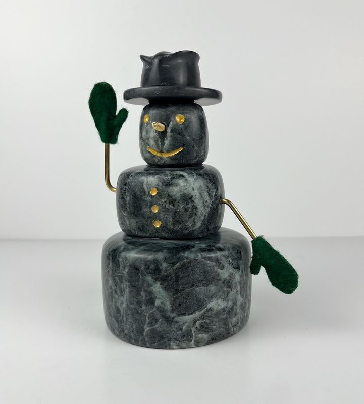 Snowman in Fedora Soapstone Sculpture Large 7x3.5x5" Snowman in Fedora Soapstone Sculpture Large 7x3.5x5"