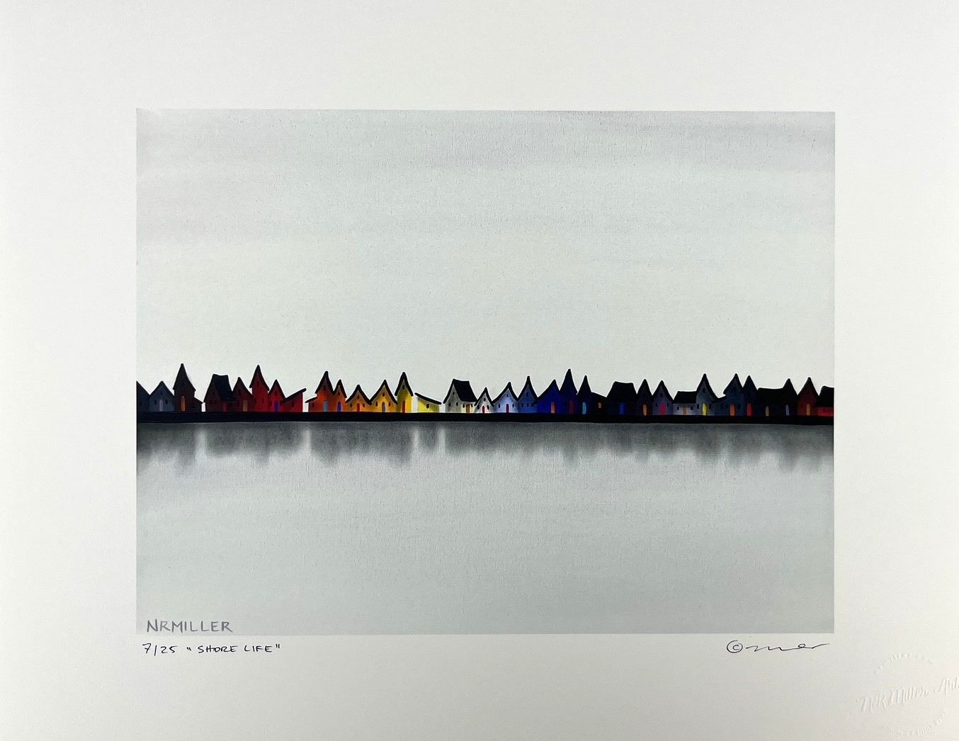 Natasha Miller Artist Painter Handworks Gallery Saint John New Brunswick Giclee Print Shoreline Colourful Houses Water Lake