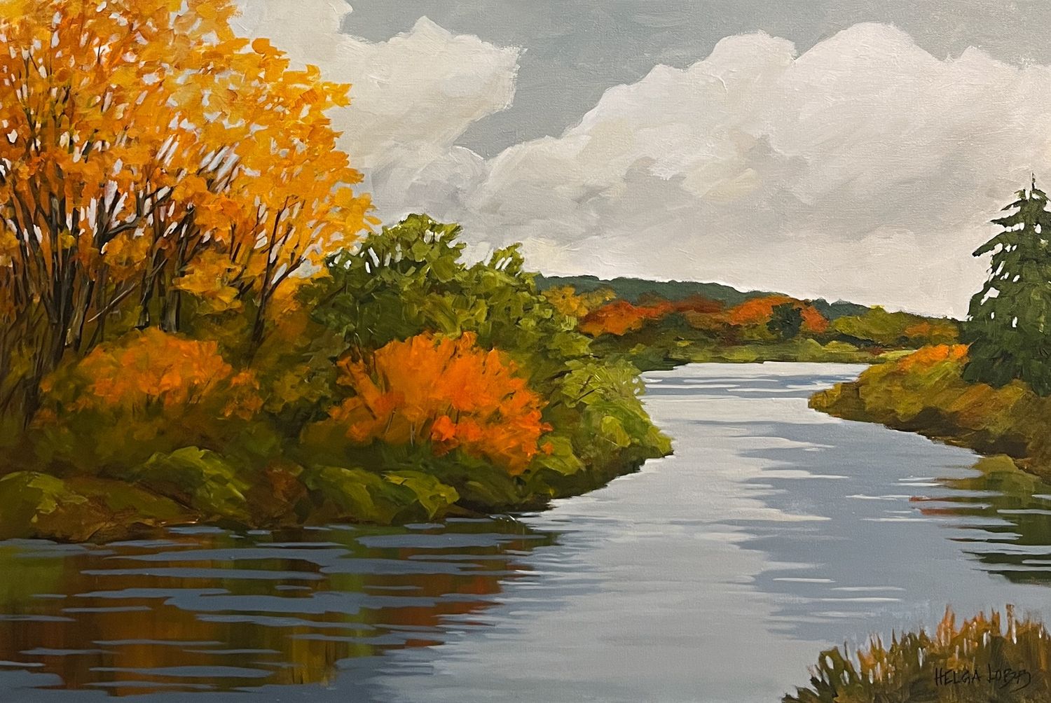 Helga Lobb Artist Painter Handworks Gallery Saint John New Brunswick Acrylic Painting Flowers Landscape Kennebecasis River