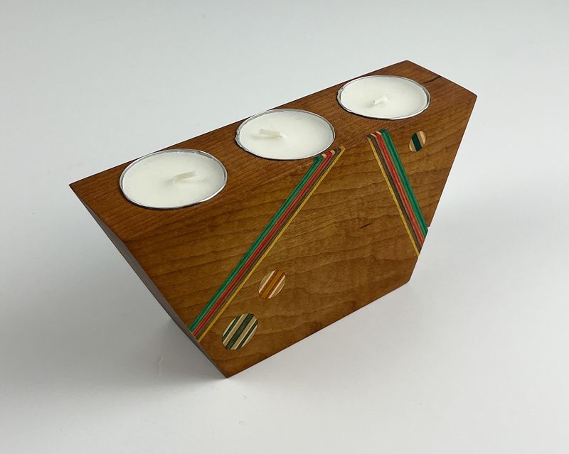 Tealight Holder: Various Woods with Repurposed Skateboard pieces