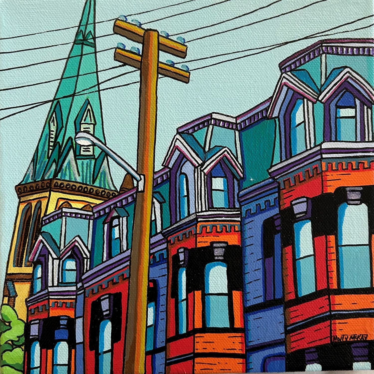 "Rooftops of Germain Street" 8x8" Acrylic Painting on Canvas