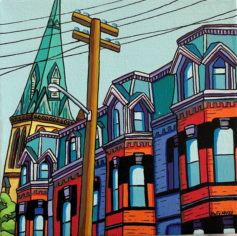 "Rooftops of Germain Street" 8x8" Acrylic Painting on Canvas