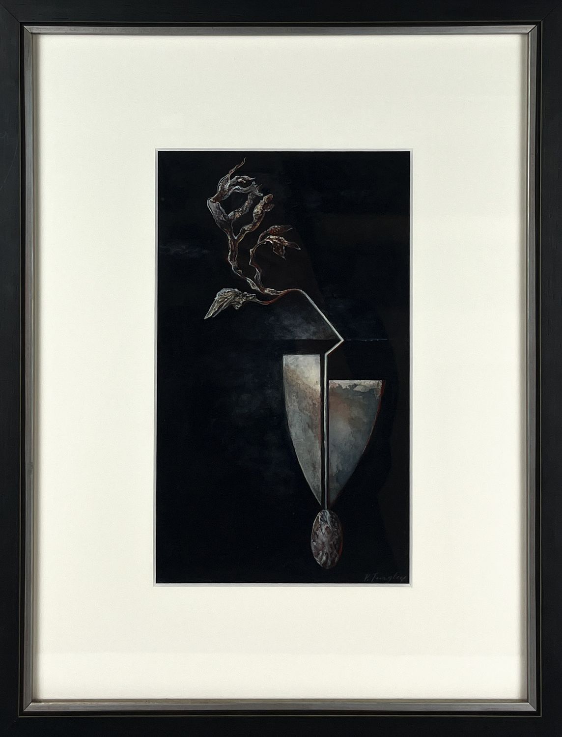 "Nocturne" Watercolour and Rice Paper 6x10" Framed 13.5x17.5"