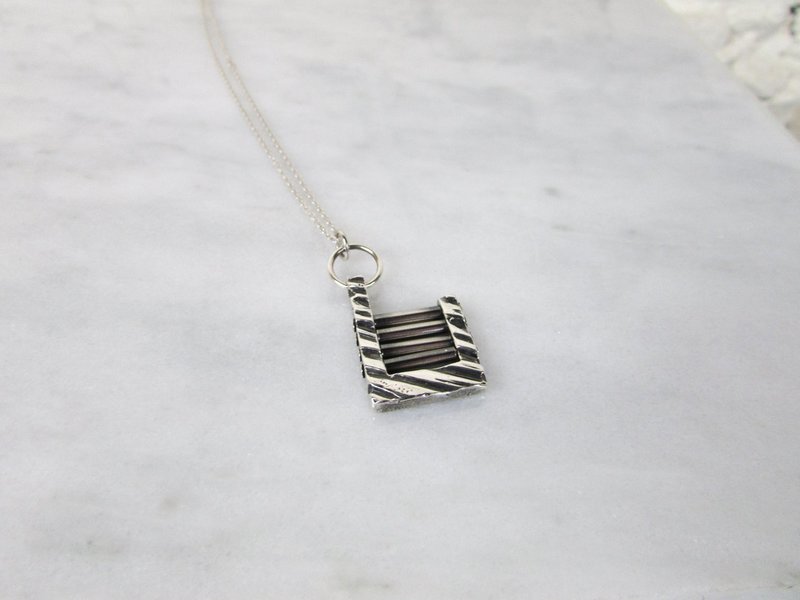 Fidget Collection, J-Shaped Pendant, Sterling Silver with Chain