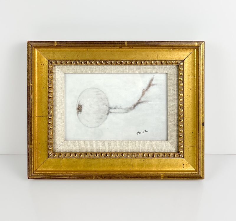 "White Onion" Oil 4x6" in Antique Frame 7x9" Oil