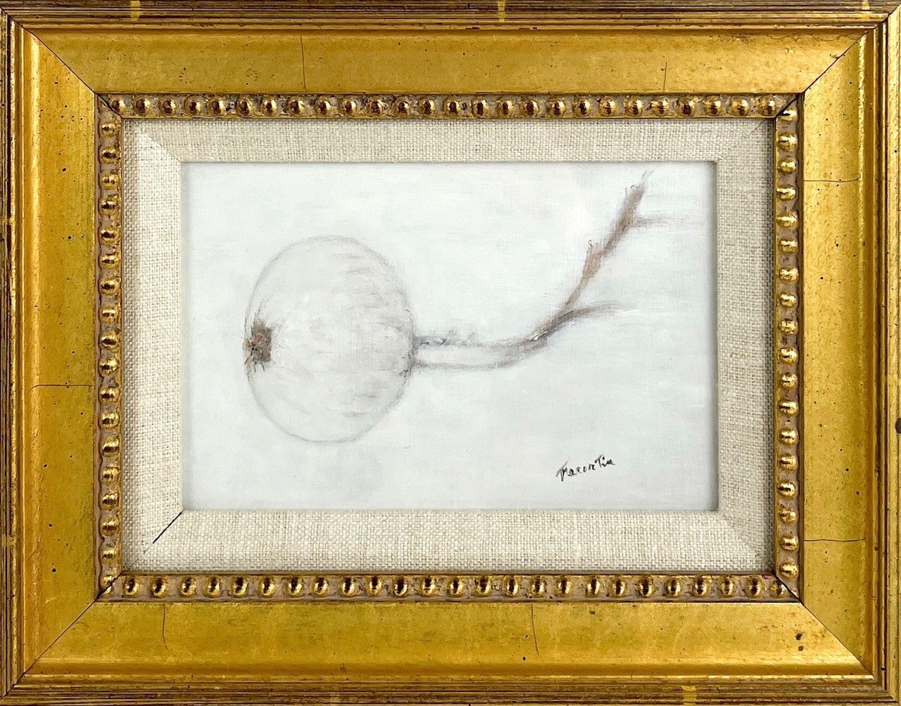 "White Onion" Oil 4x6" in Antique Frame 7x9" Oil