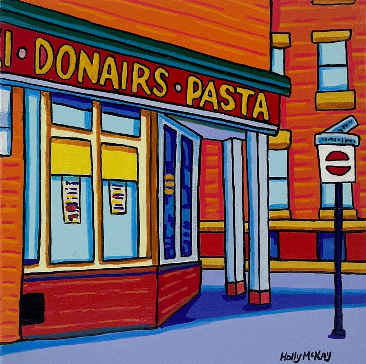 "Julius Pizza" 6x6" Acrylic Painting on Canvas