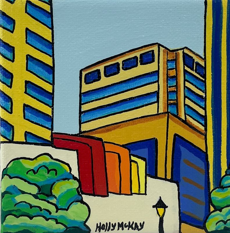 "Saint John City Hall" 4x4" Acrylic Painting on Canvas