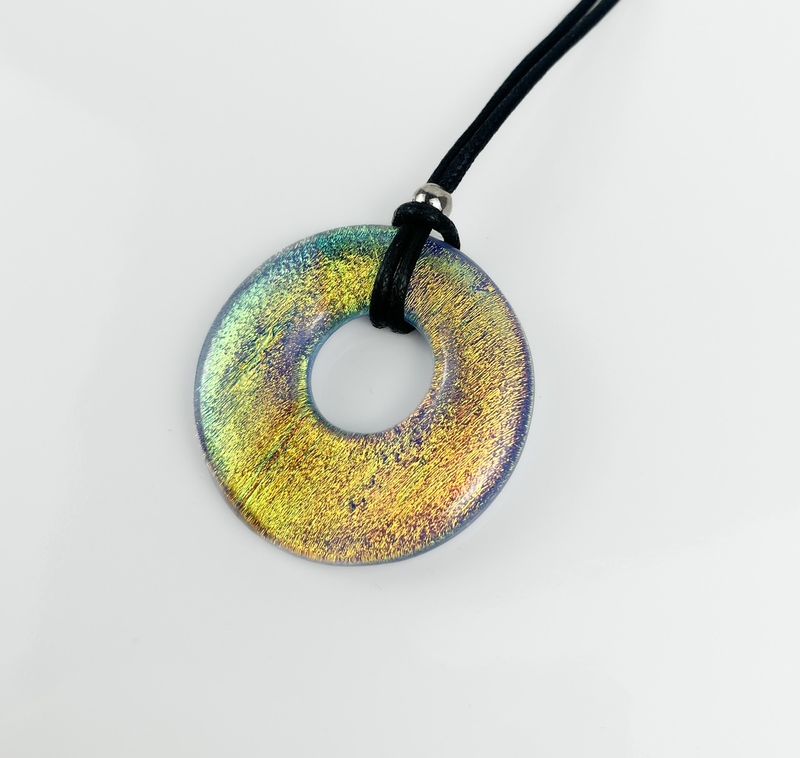 Fused Glass Oval Pendant on Cord