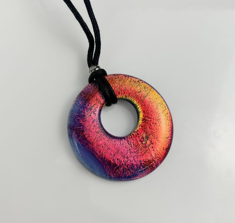 Fused Glass Oval Pendant on Cord