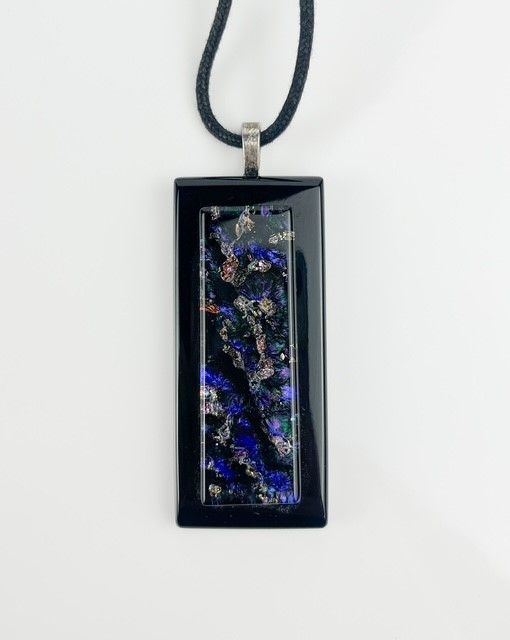 Fused Glass Rectangle Pendant on Cord