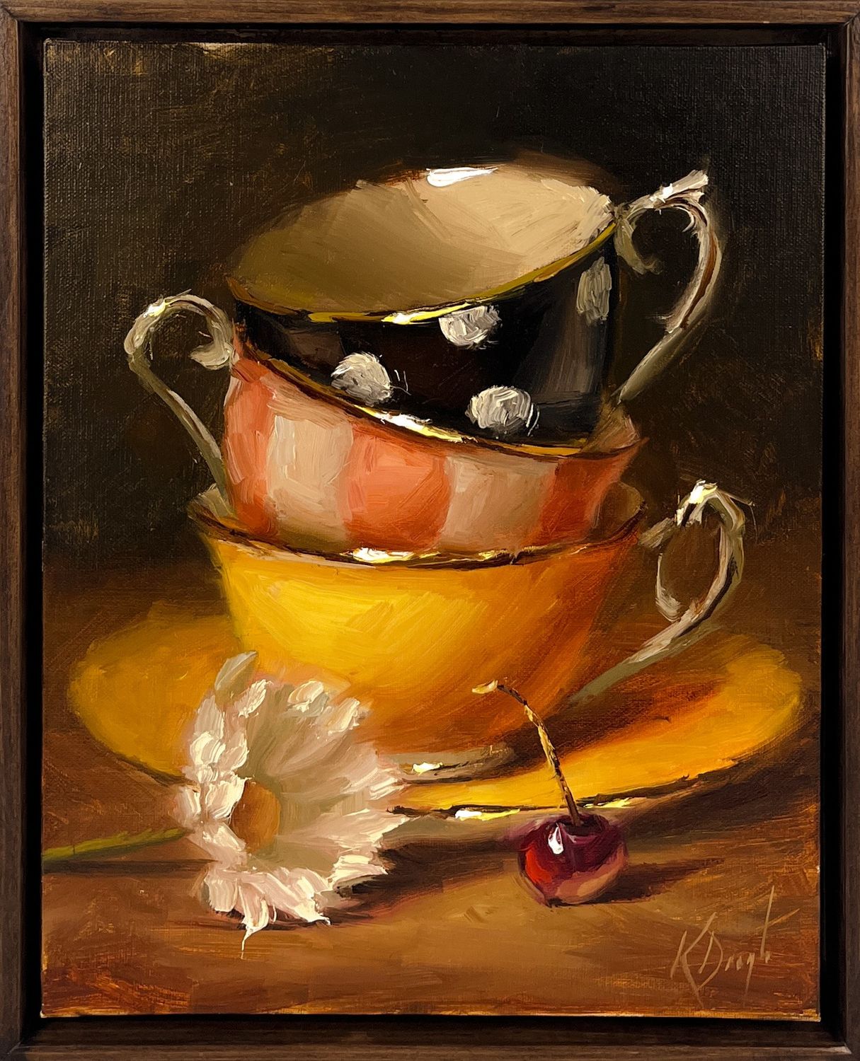 Teacup oil painting Karen Daigle