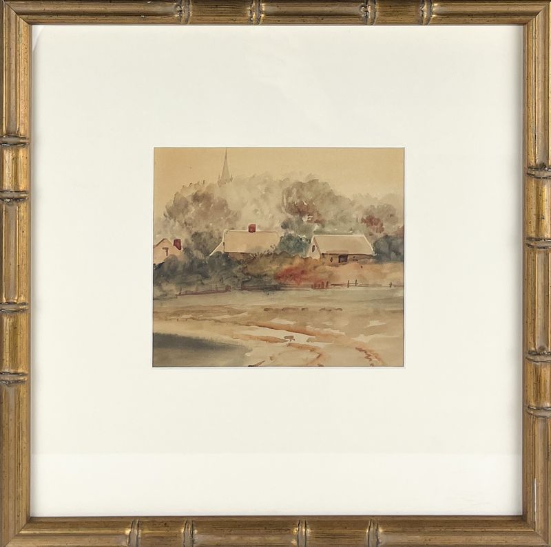 "Country Lane" 7x8" Oil on Board Framed 17.5x17.5"