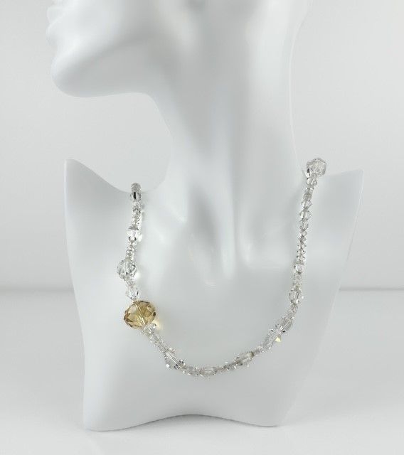 Vintage Clear Crystal Glass Necklace 26"