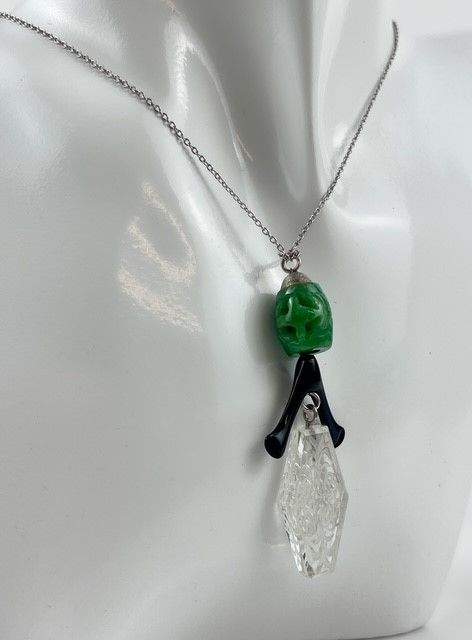 Deco Jade, Vintage Crystal Necklace