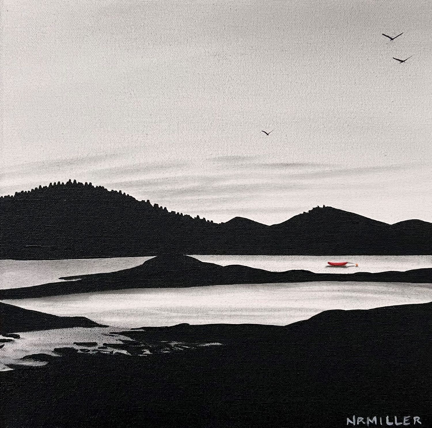 "Sunset Over Chamcook" 12x12" Acrylic & Charcoal on Canvas