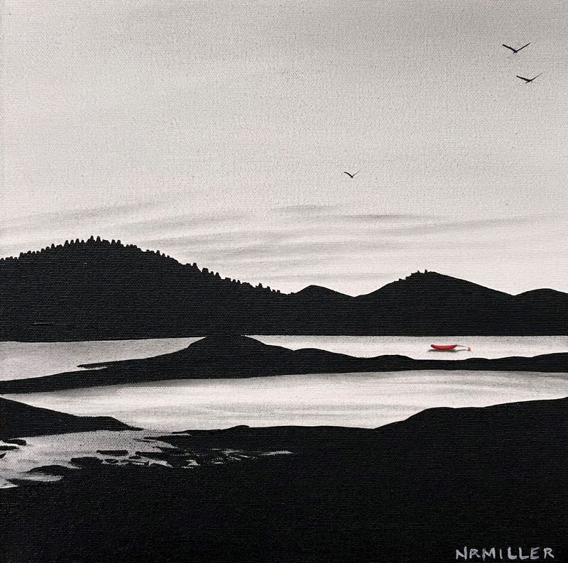 "Sunset Over Chamcook" 12x12" Acrylic & Charcoal on Canvas