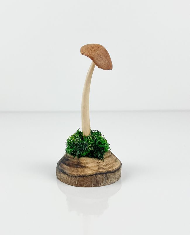 Mini Single Mushroom Wooden Sculpture 4"