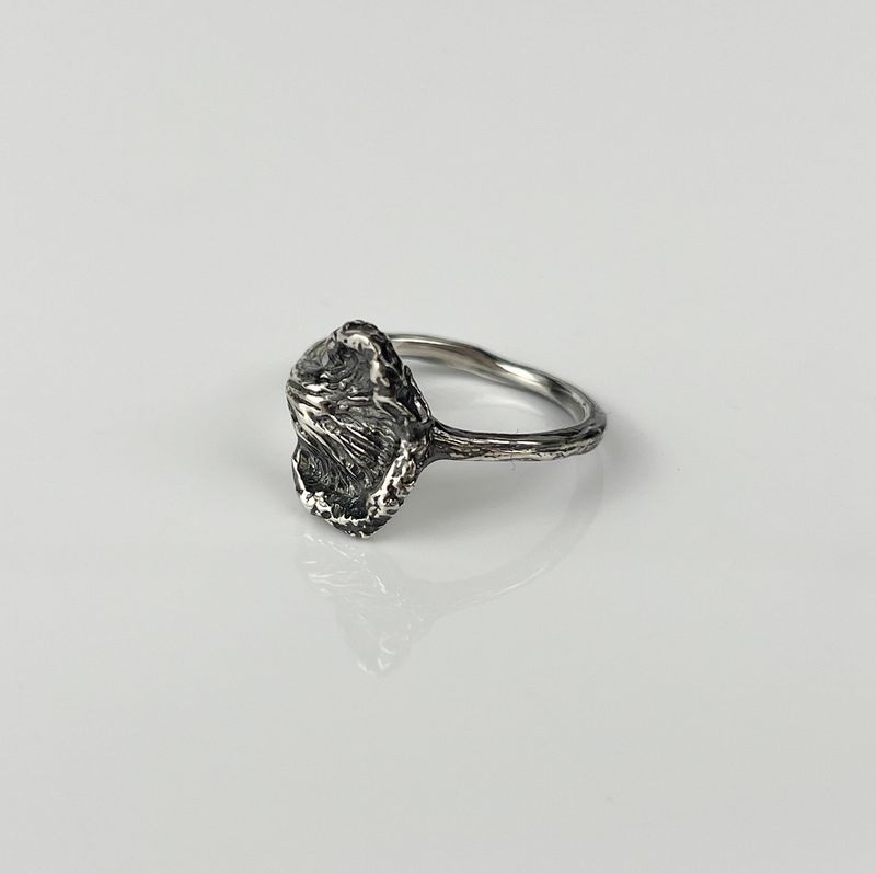 Chanterelle Mushroom Ring Patinated Sterling Silver
