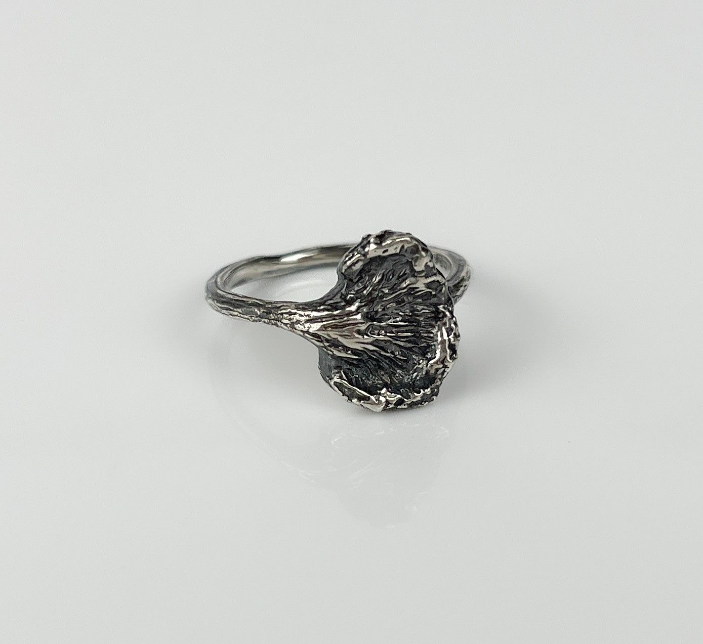 Chanterelle Mushroom Ring Patinated Sterling Silver