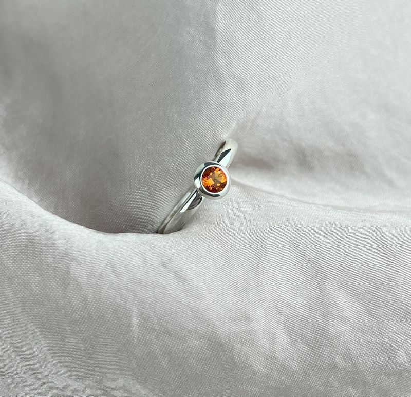 Sterling Silver Ring with Orange Topaz Stone