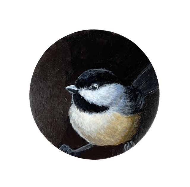 "Cheeseburger" 4" round tondo Acrylic Painting