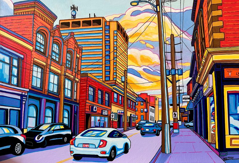 "Sunset on Union Street" 14x20" Acrylic Painting on Canvas