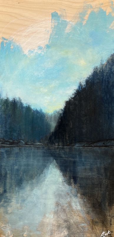 "I'll Keep Searching" Mixed Media on Panel Size 12x24 Painting