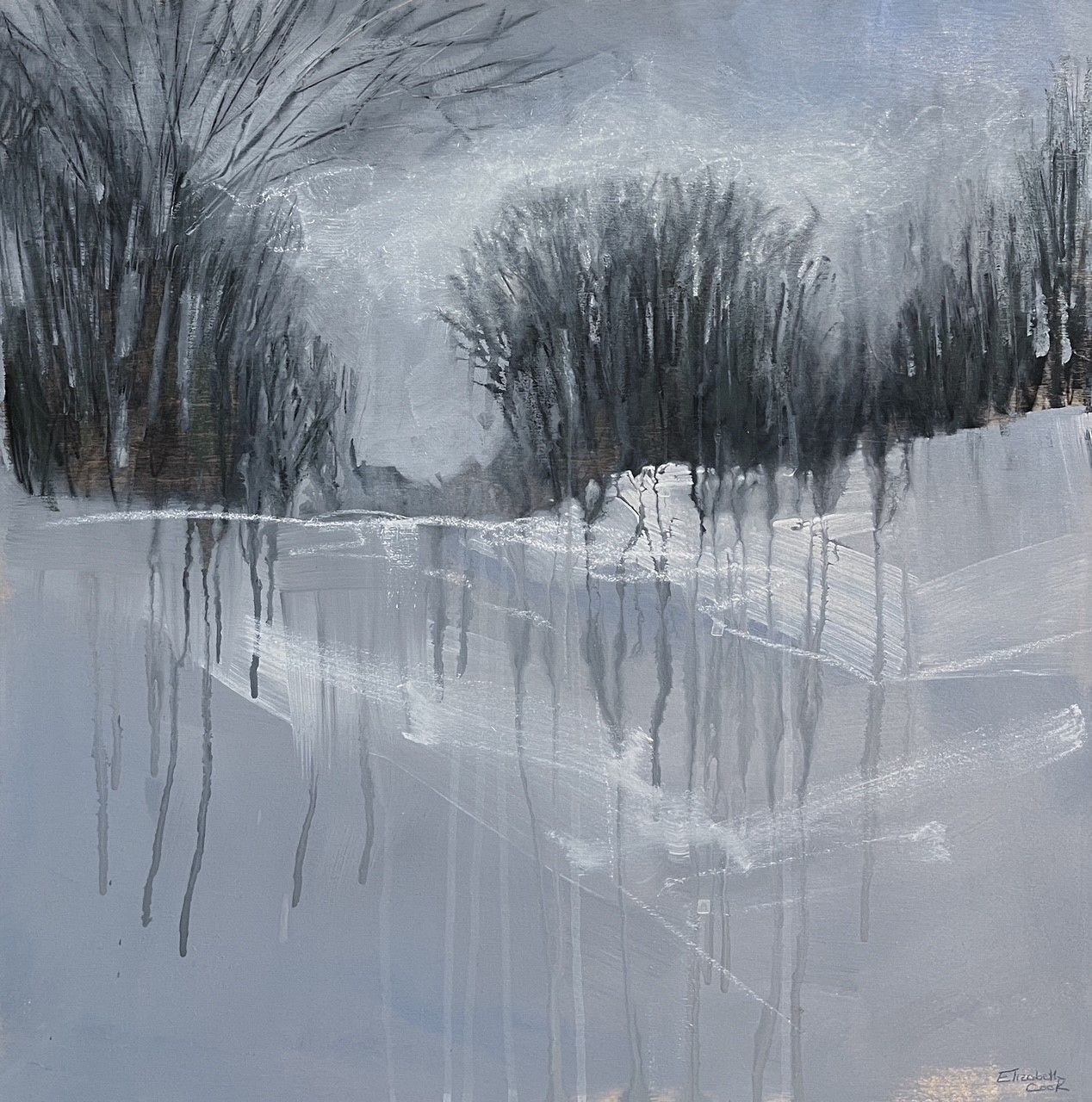 "Isolation: Winter Acrylic and Mixed Med. 24x24 Painting