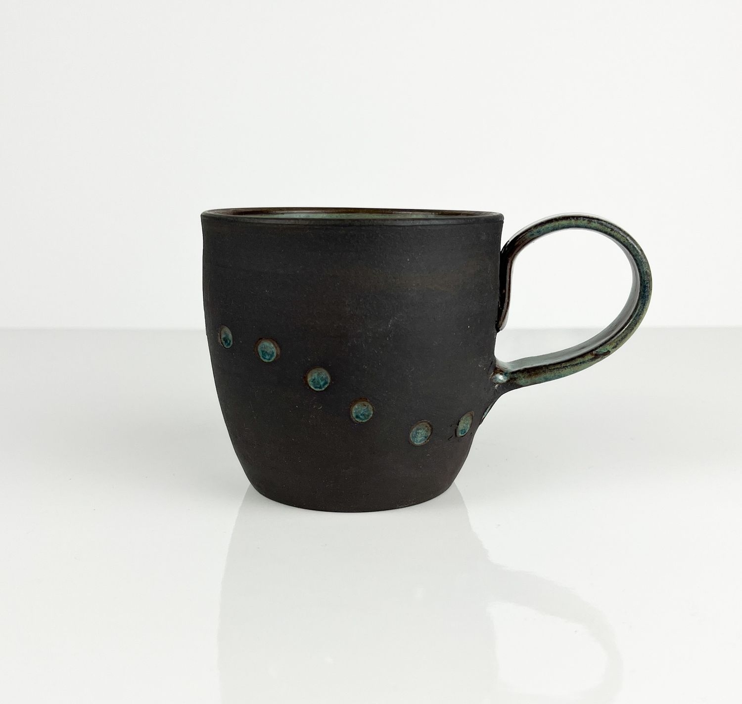 Large Black Clay with Aqua Glaze Mug