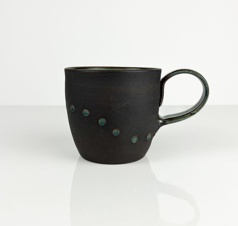 Large Black Clay with Aqua Glaze Mug