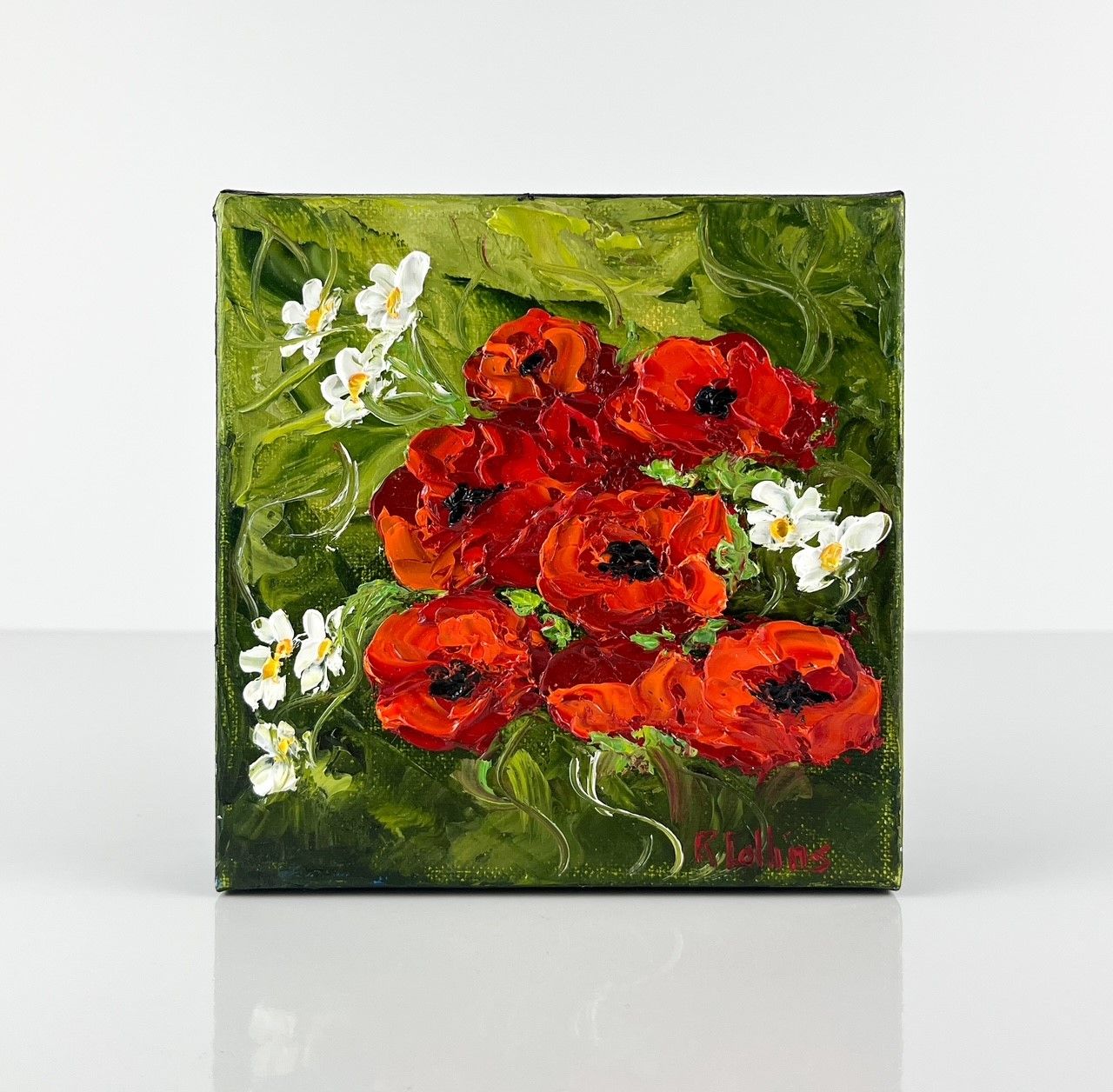 "Poppy Power" 6x6" Oil on Canvas