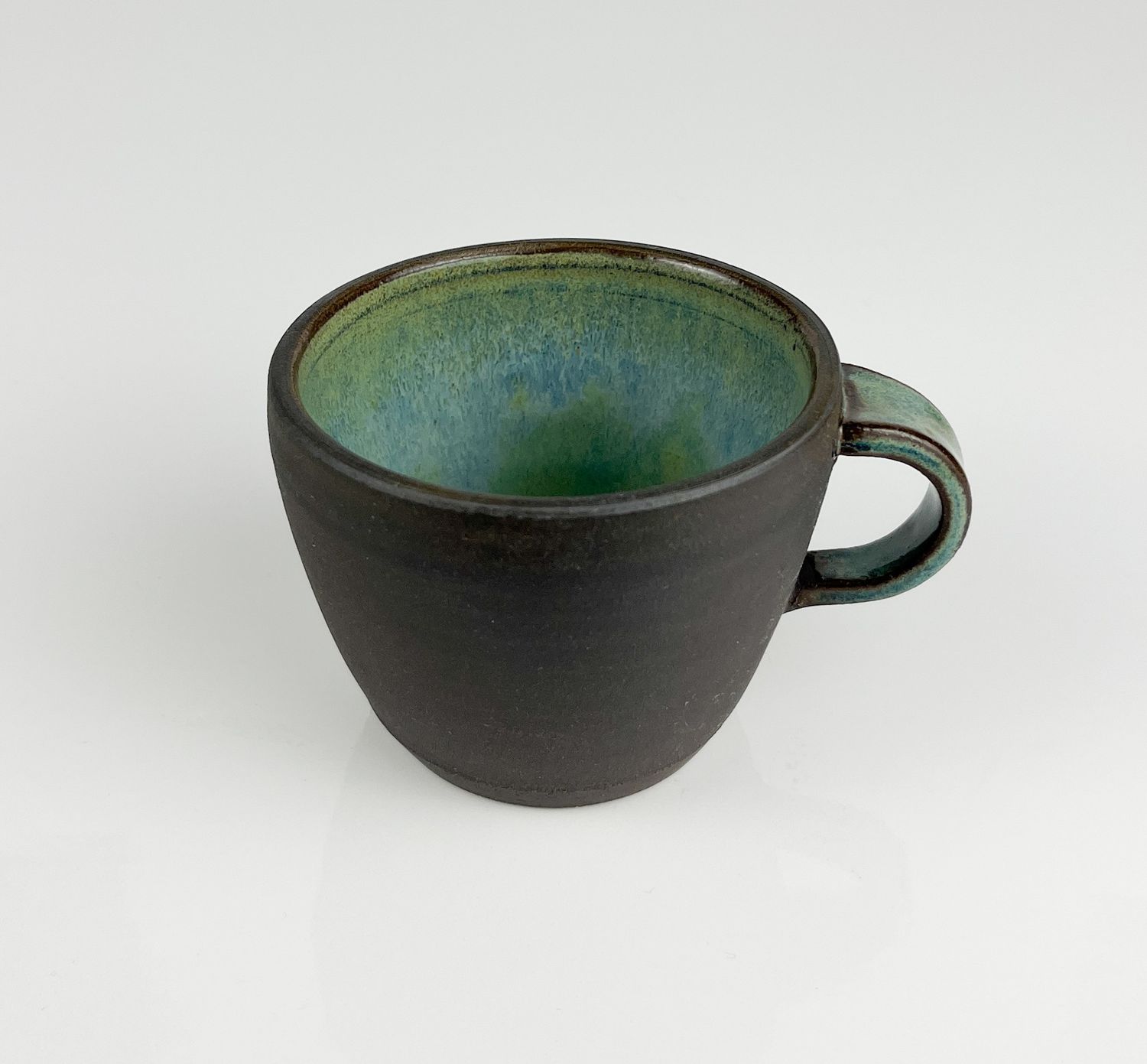 Espresso Cup, Black Clay & Aqua Glaze
