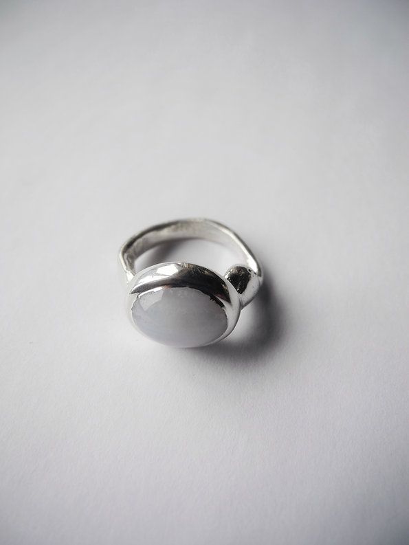 Blue Lace Agate pinky ring, Size 3.5